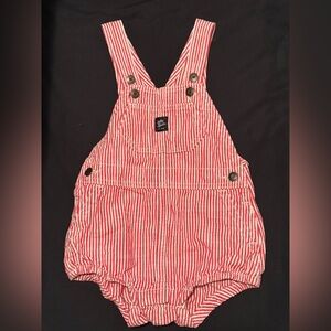 Red and White Striped Cotton Overalls